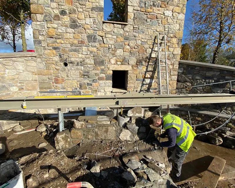 Stone fireplace project